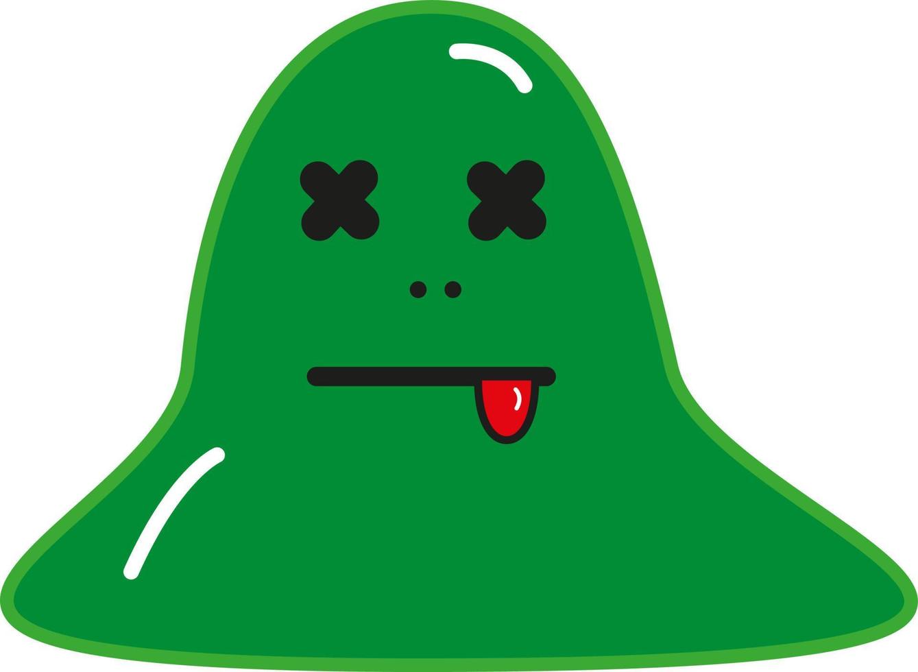 monstruo verde con la lengua fuera, ilustración, vector sobre fondo blanco.