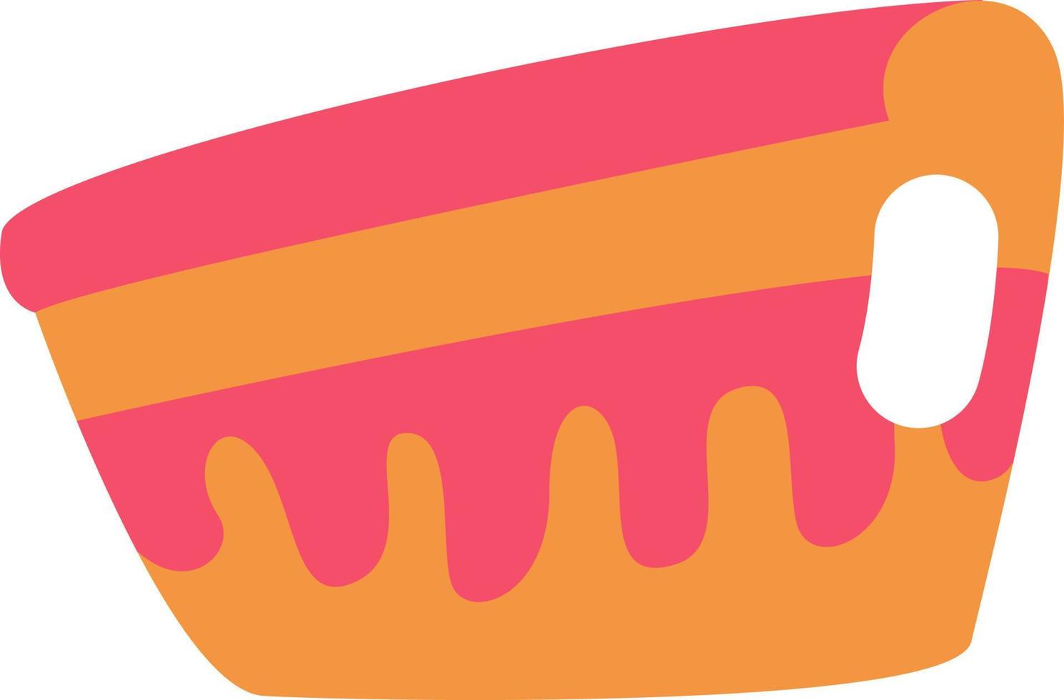 Strawberry cake slice, illustration, vector on a white background.