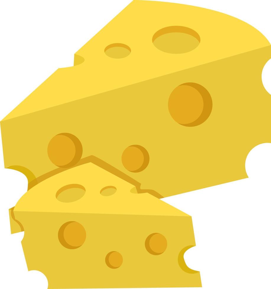 Cheese with holes, illustration, vector on white background