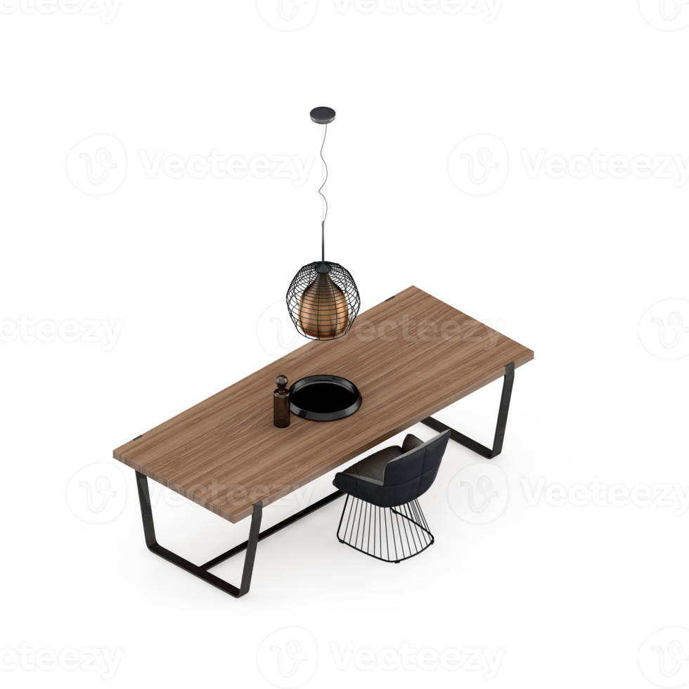Isometric Table set Perspective 3D render png