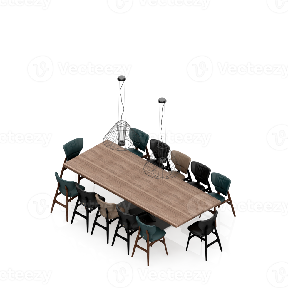 Isometric Table set Perspective 3D render png