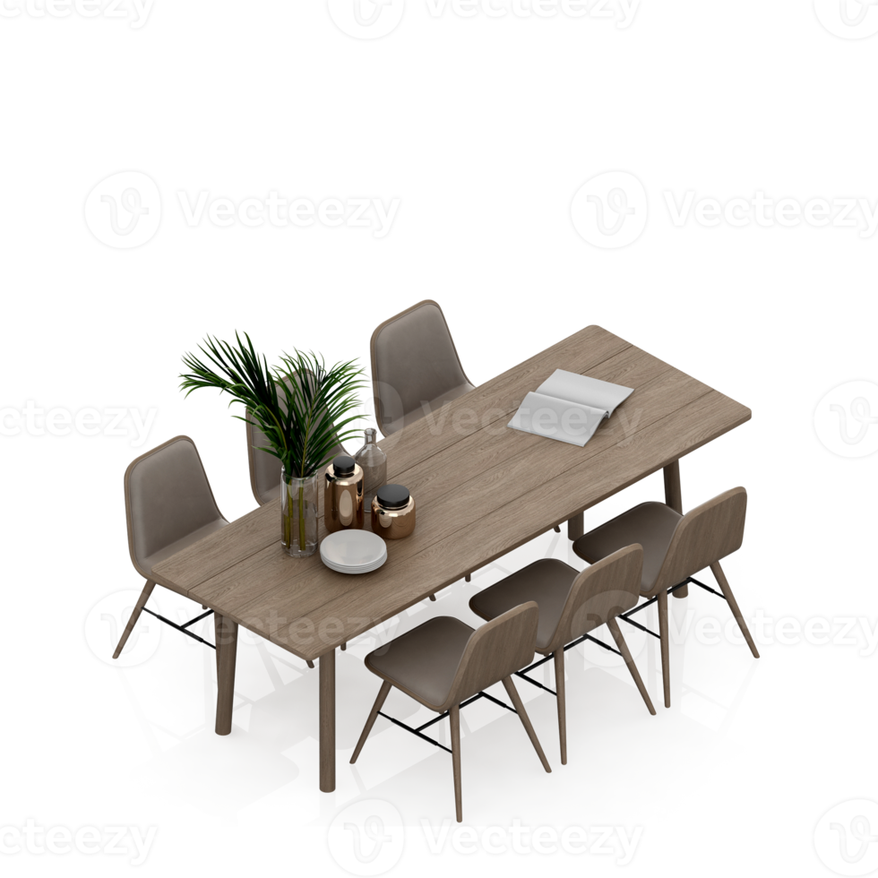 Isometric Table set Perspective 3D render png