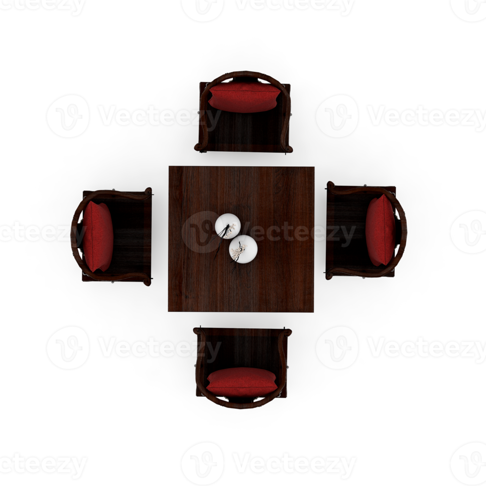 Isometric Table set Top 3D render png