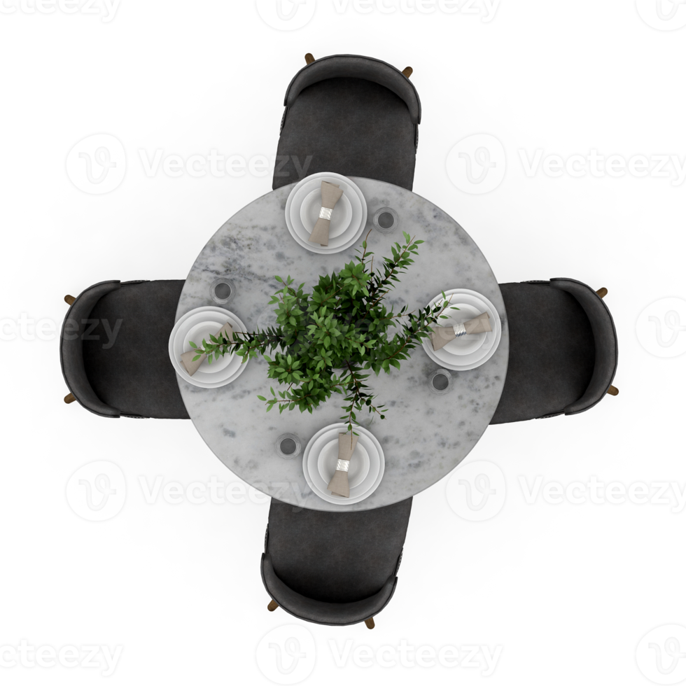 Isometric Table set Top 3D render png