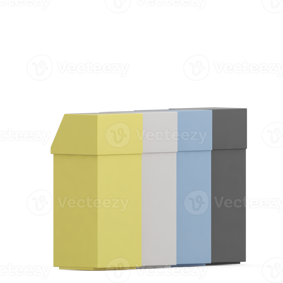 Isometric Trash Cans 3D Render png
