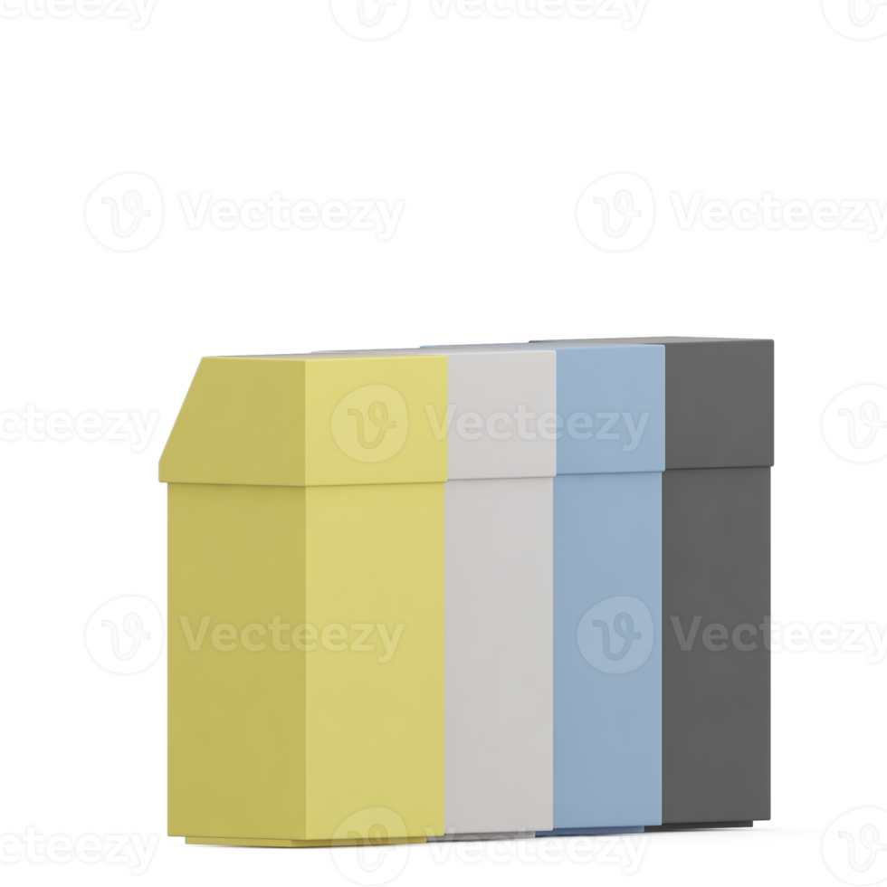 botes de basura isométricos 3d render png
