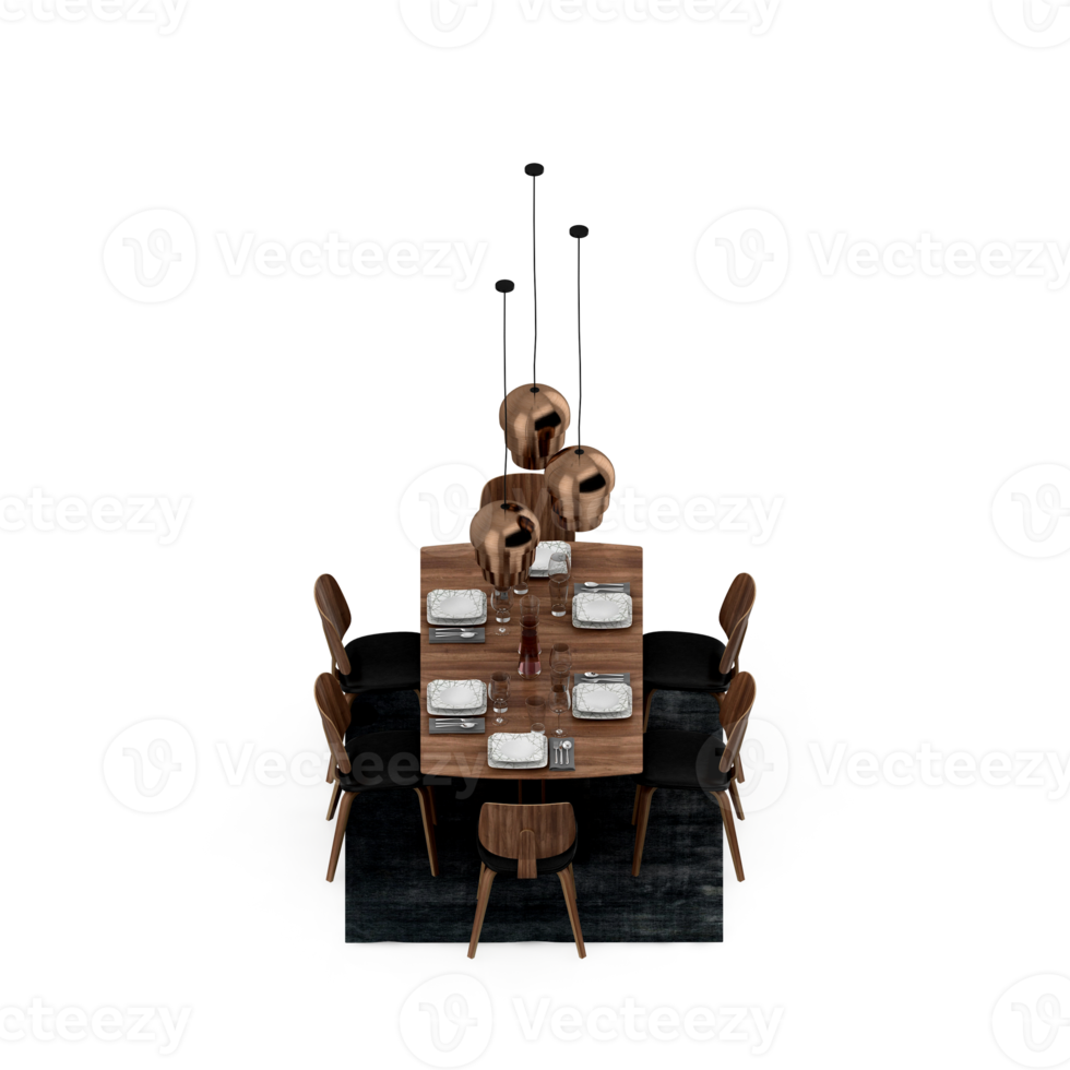 Isometric Table set Perspective 3D render png