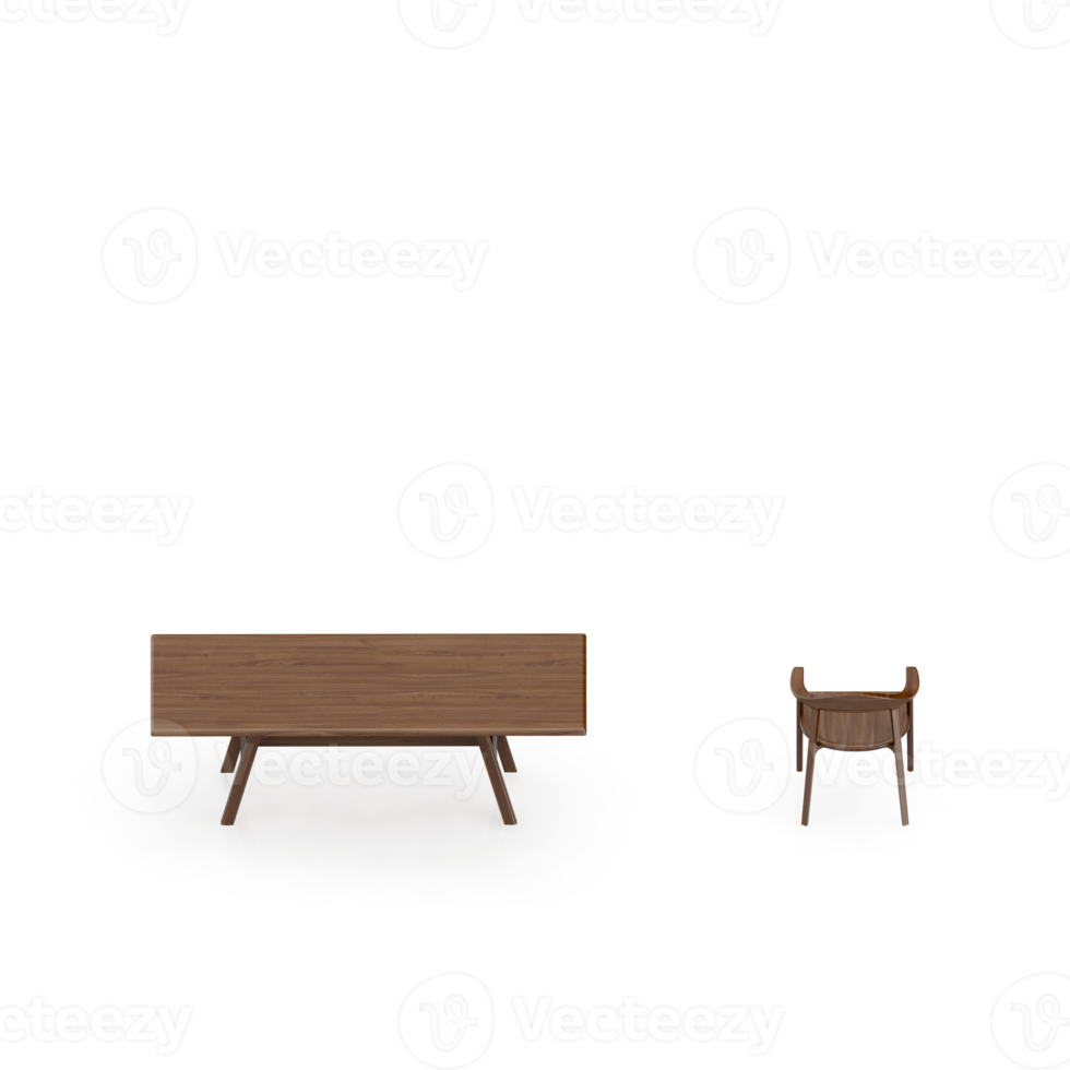 rendu 3d de la perspective de l'ensemble de table isométrique png