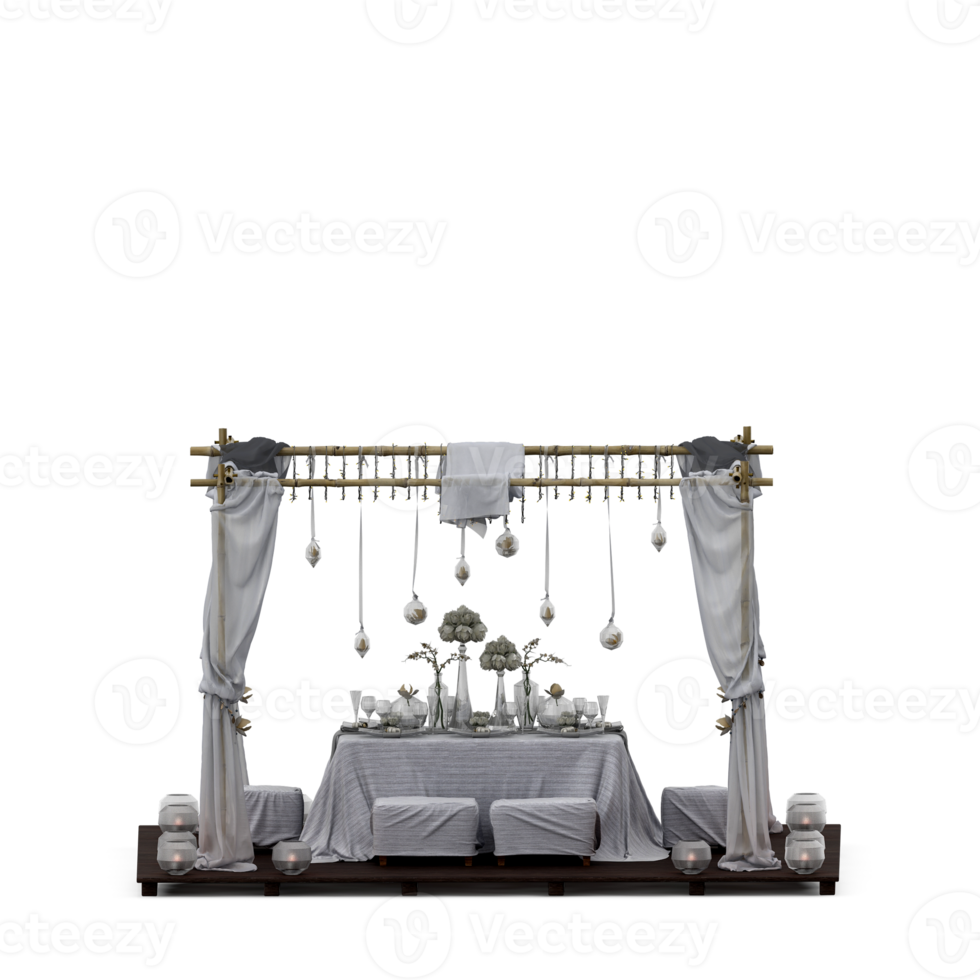 table isométrique set rendu 3d avant png