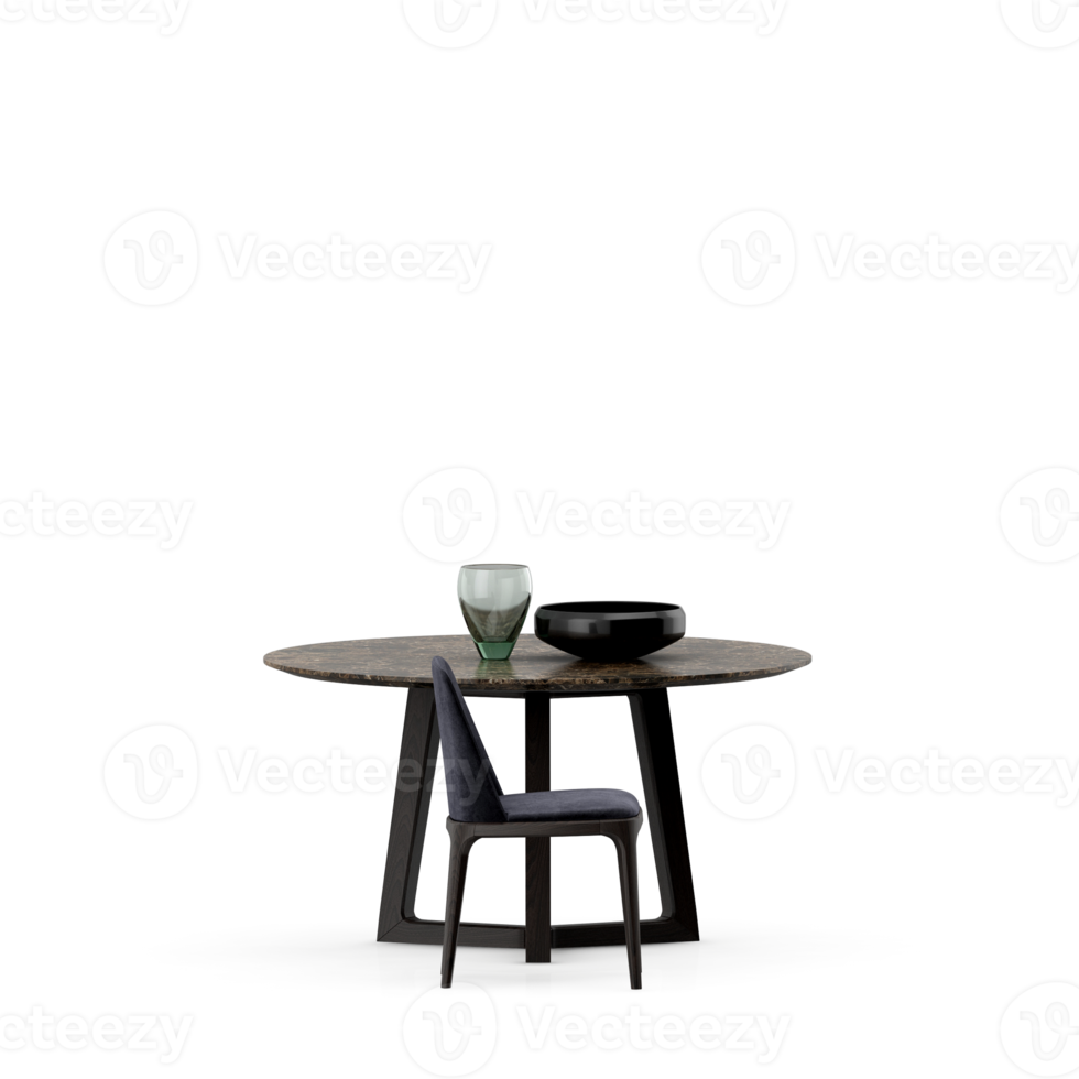 Isometric Table set front 3D render png