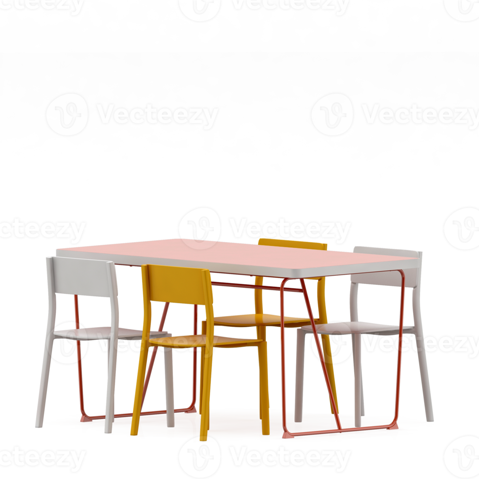 Isometric Table set front 3D render png
