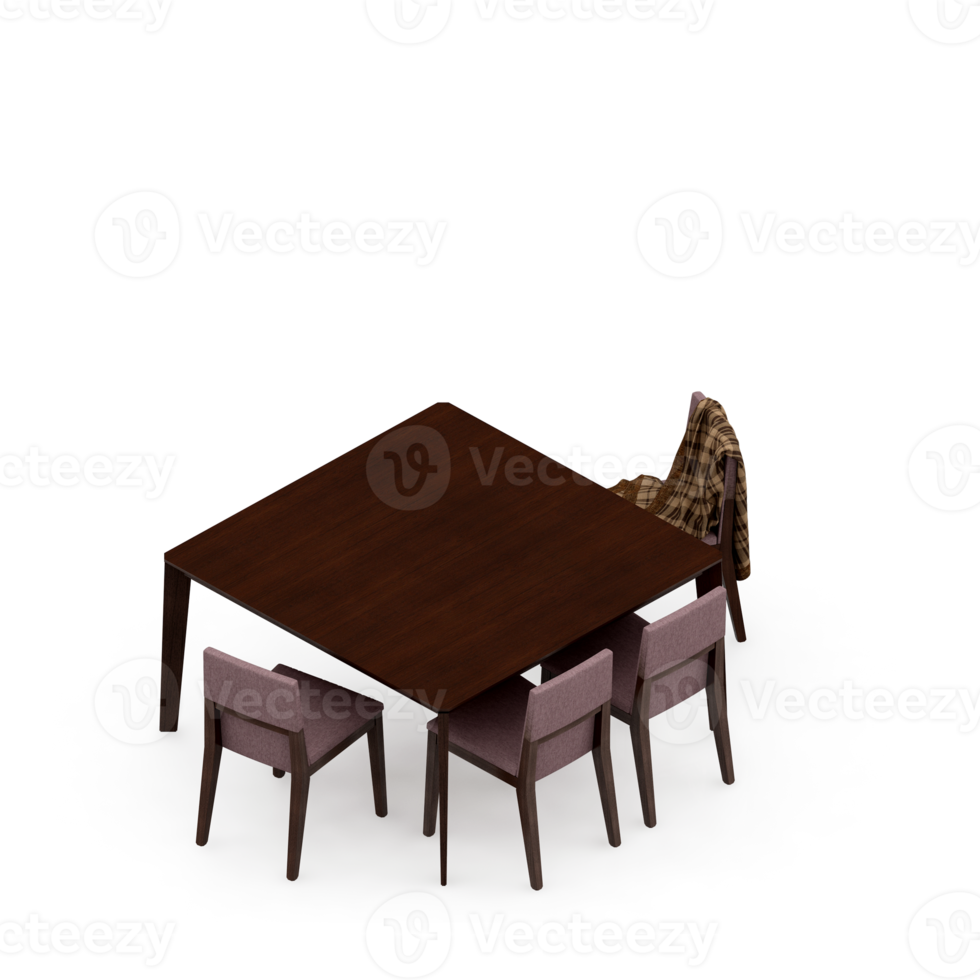 Isometric Table set Perspective 3D render png