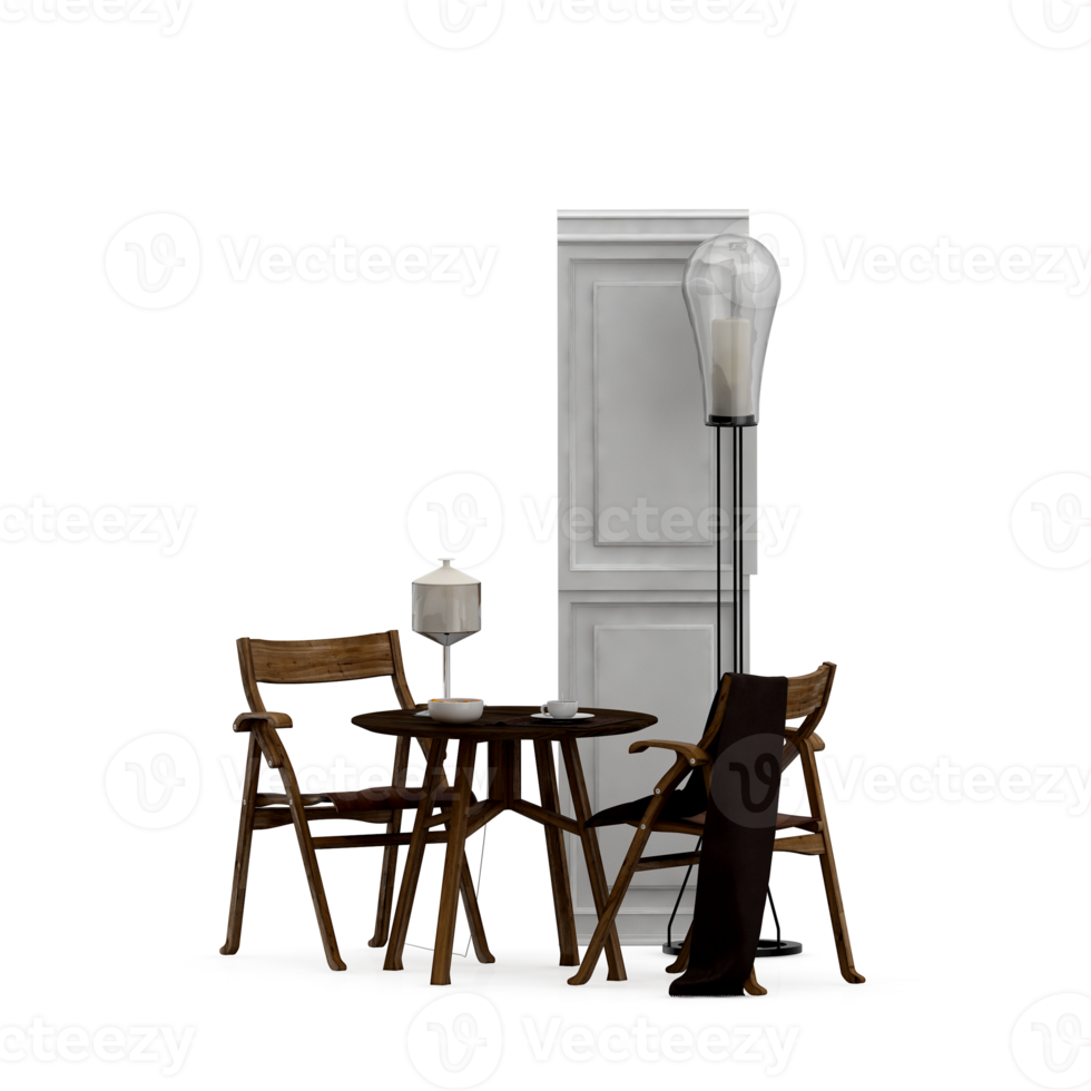 Isometric Table set Perspective 3D render png