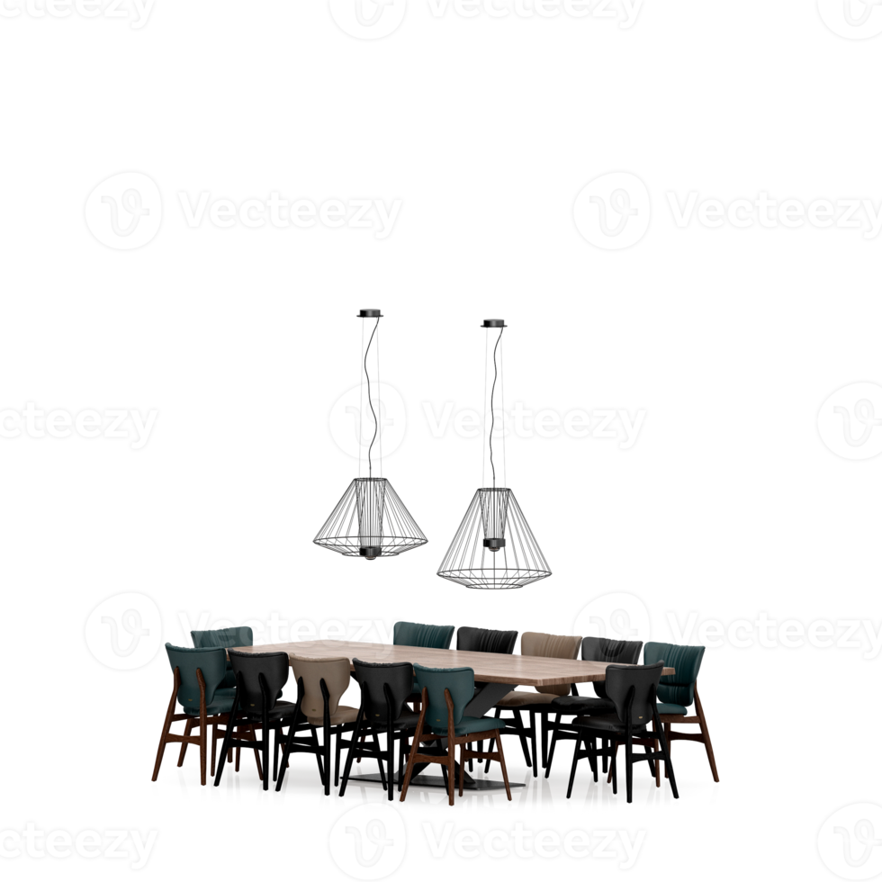 Isometric Table set front 3D render png