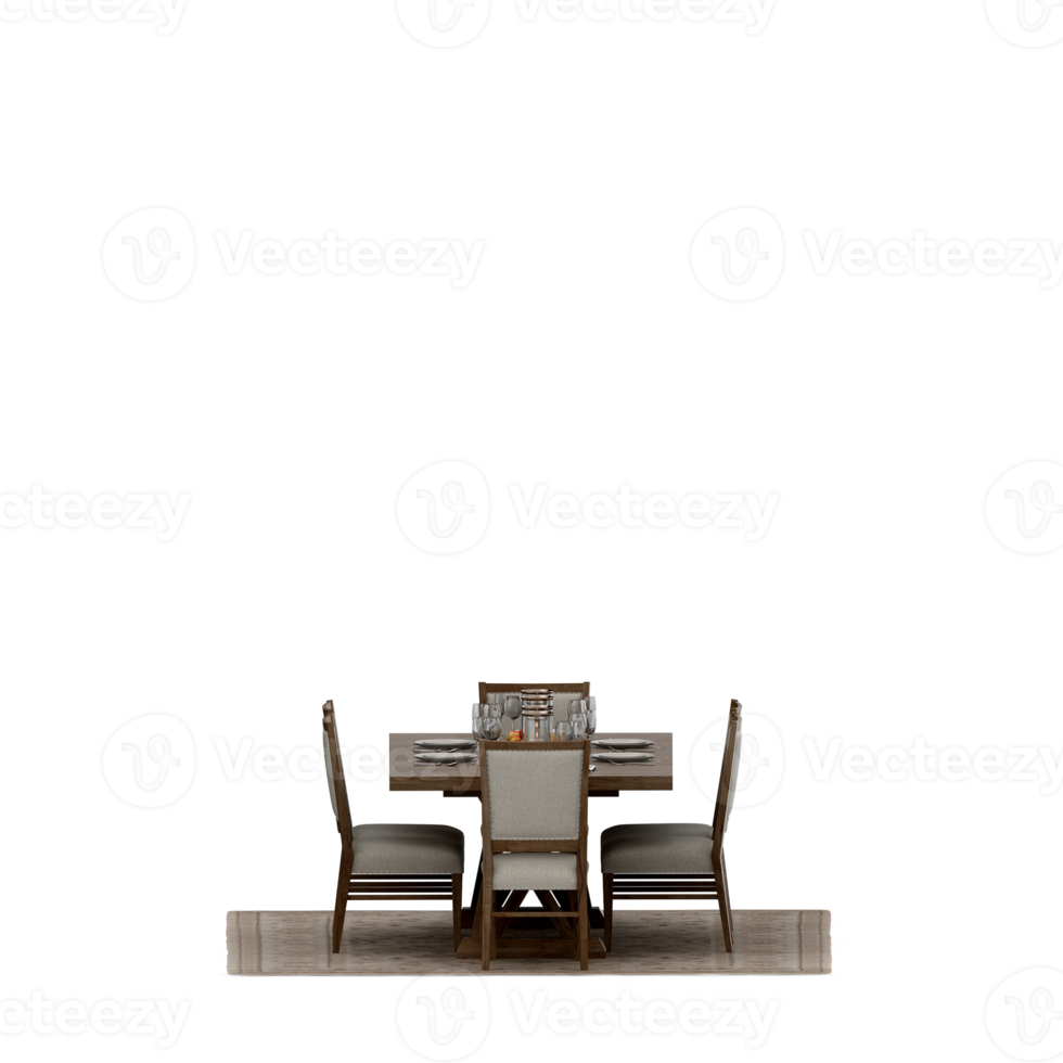 Isometric Table set front 3D render png