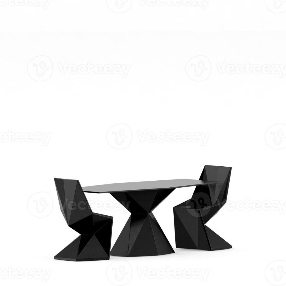 Isometric Table set front 3D render png