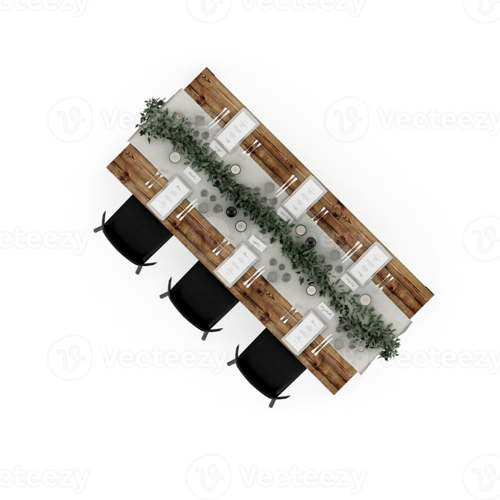 Isometric Table set Top 3D render png