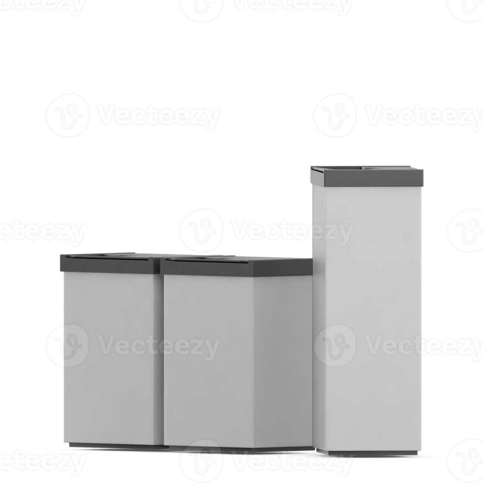 Isometric Trash Cans 3D Render png