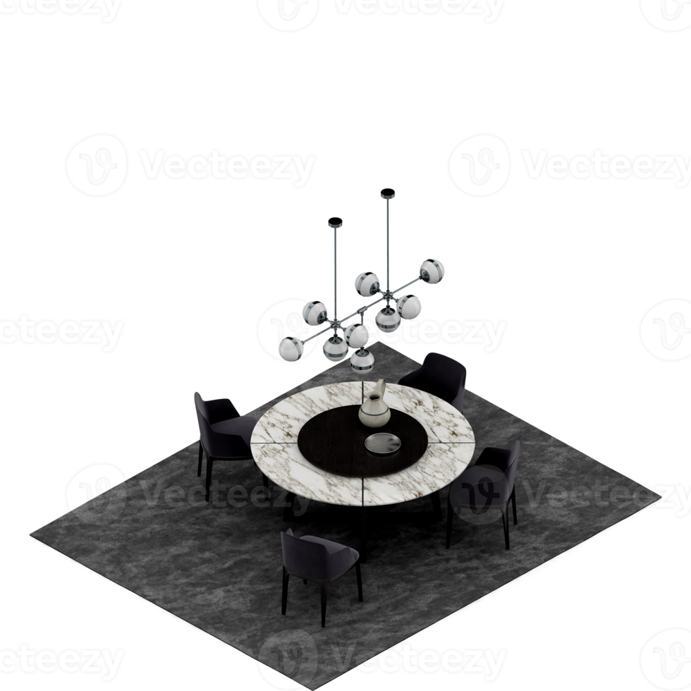 isometrische tabellensatzperspektive 3d-rendering png