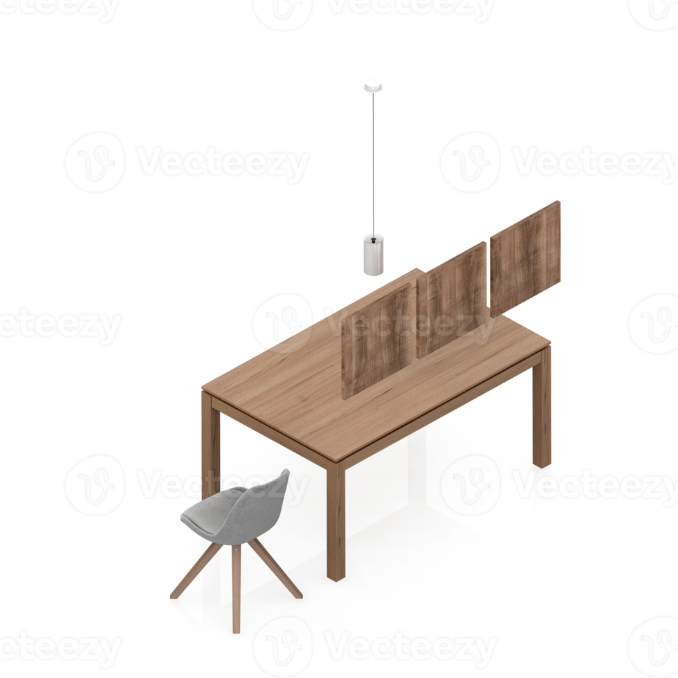 Isometric Table set Perspective 3D render png