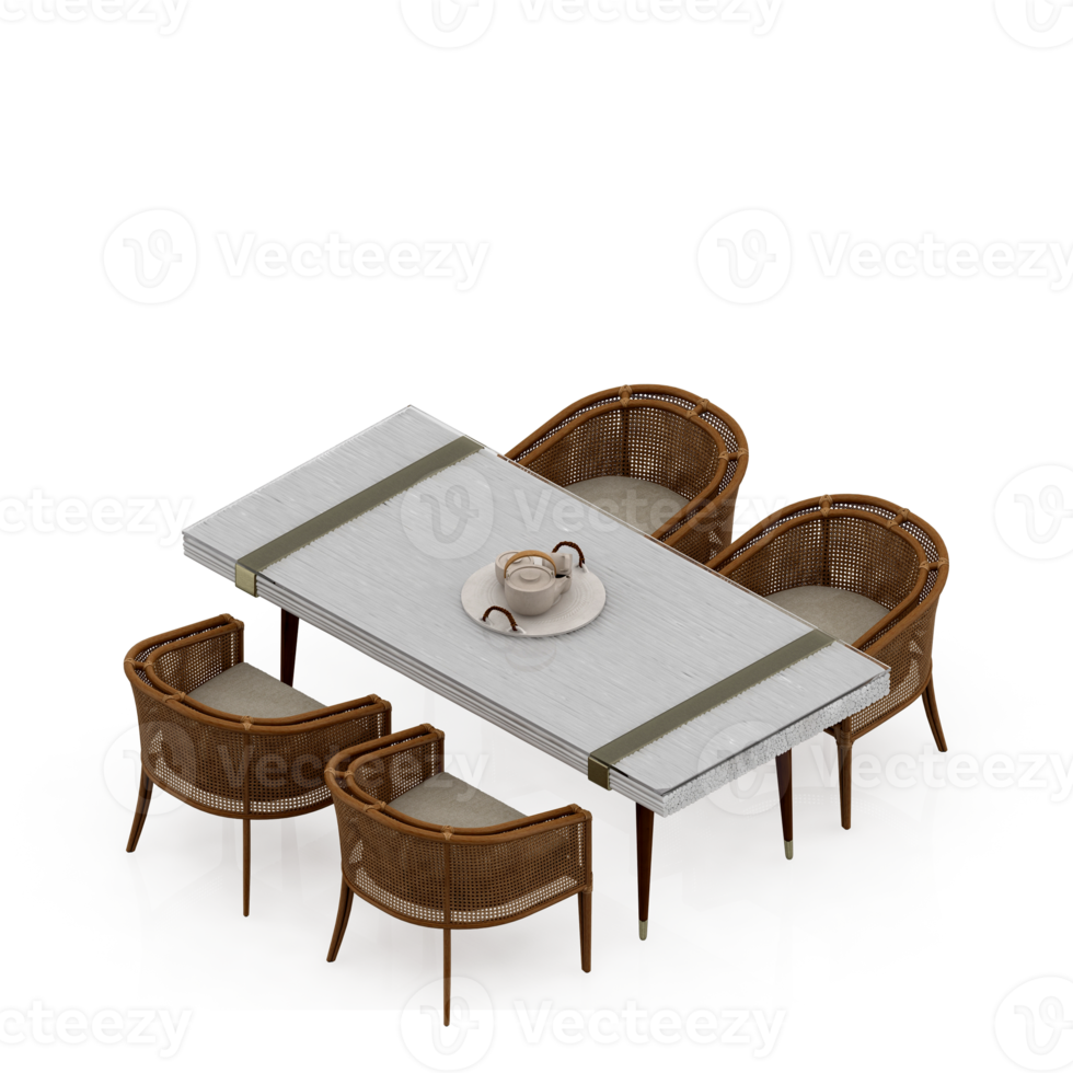 Isometric Table set Perspective 3D render png