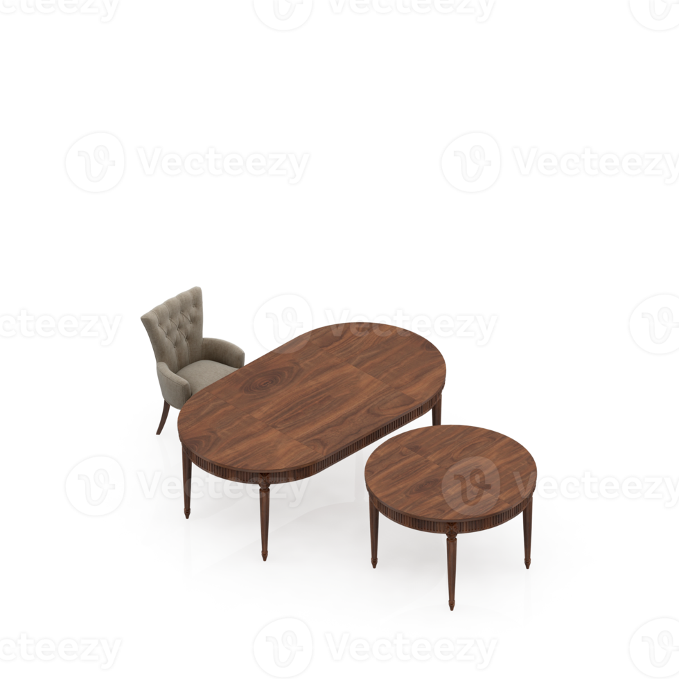 Isometric Table set Perspective 3D render png