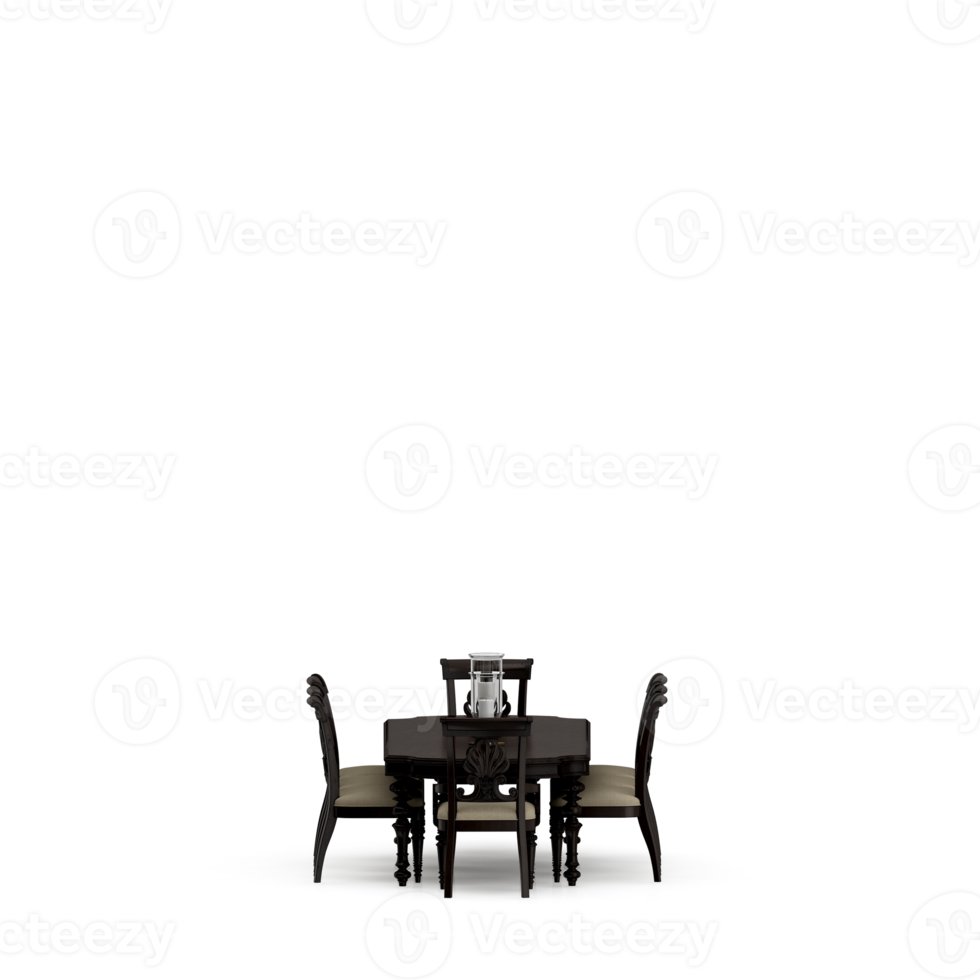 Isometric Table set front 3D render png
