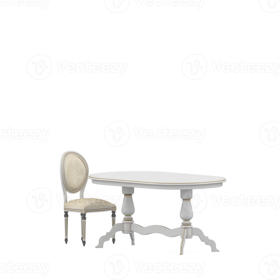 Isometric Table set front 3D render png