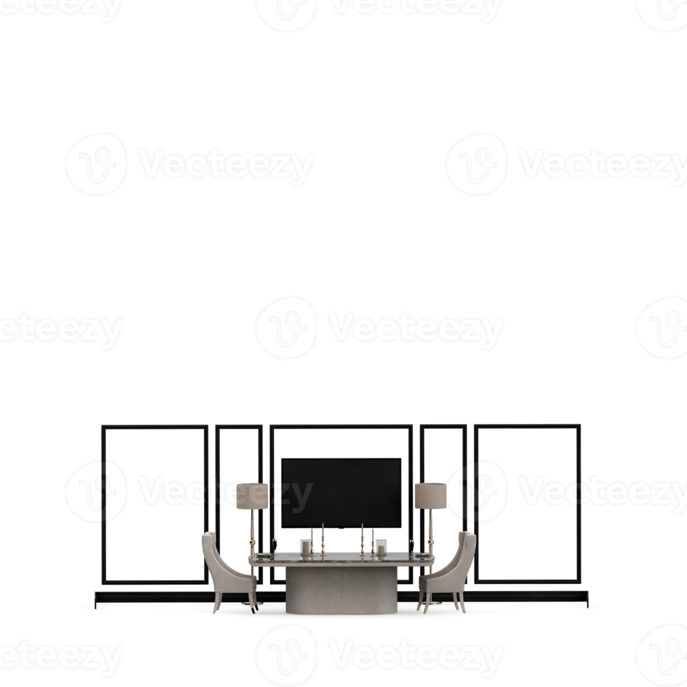 table isométrique set rendu 3d avant png