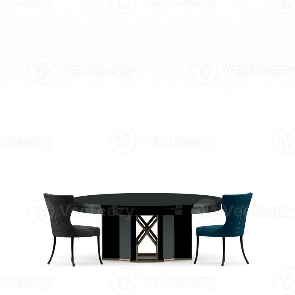 Isometric Table set front 3D render png