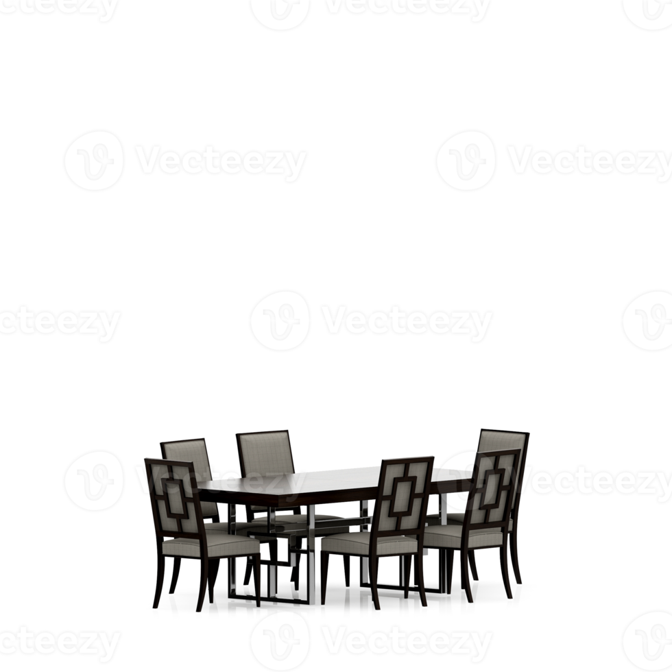 Isometric Table set front 3D render png