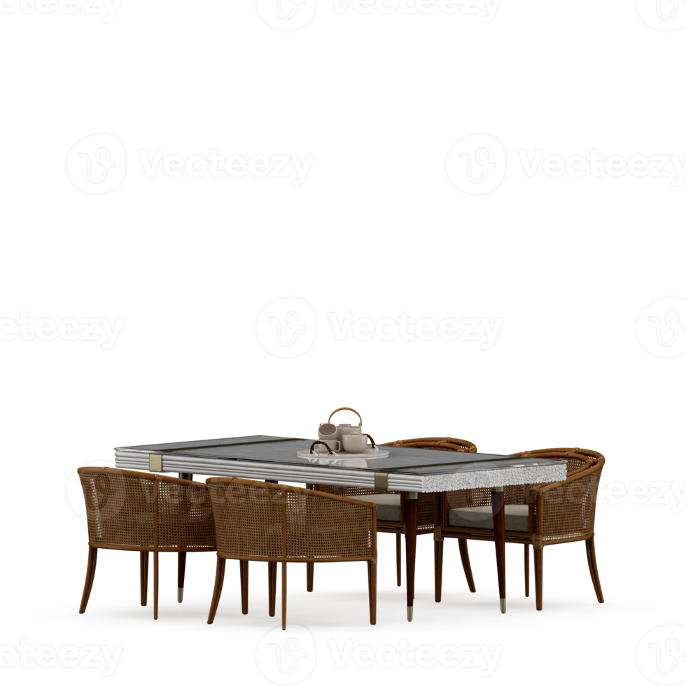 Isometric Table set front 3D render png