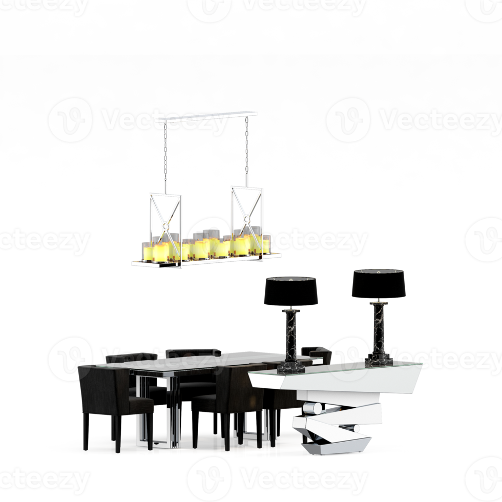 Isometric Table set front 3D render png