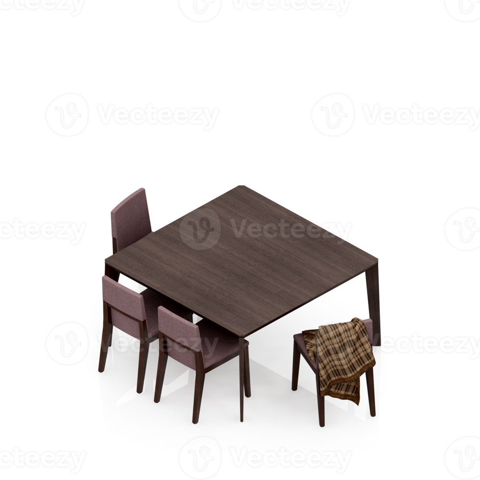 Isometric Table set Perspective 3D render png