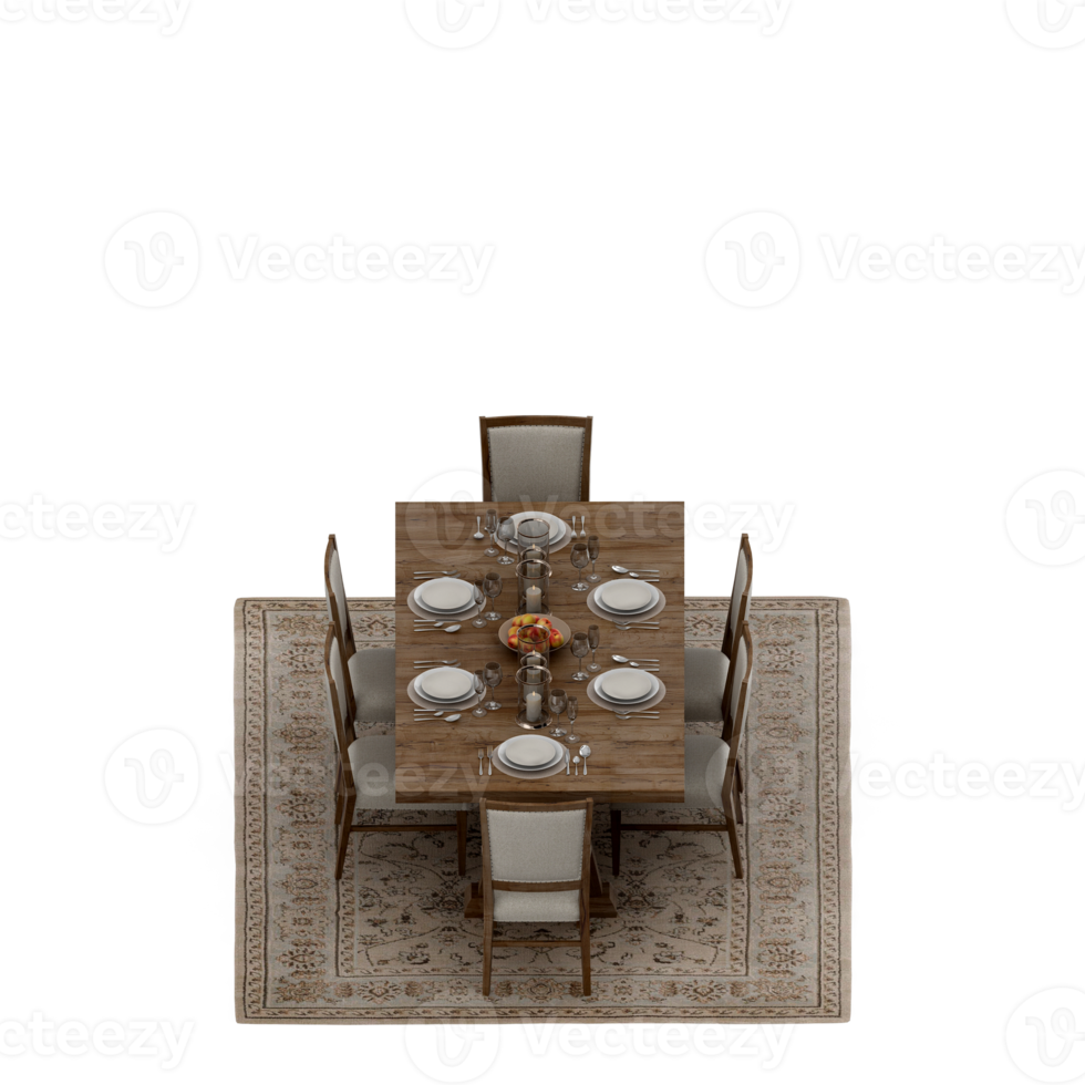 Isometric Table set Perspective 3D render png
