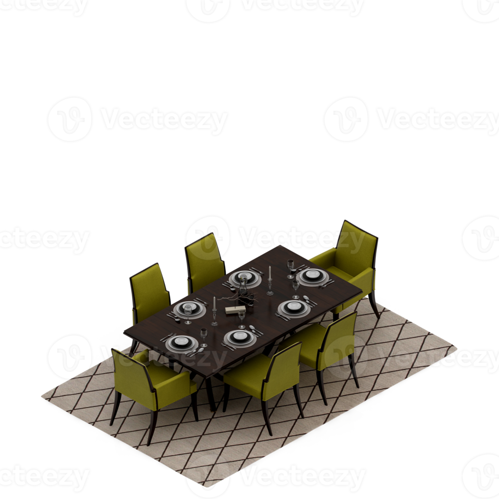 isometrisk tabell uppsättning perspektiv 3d framställa png