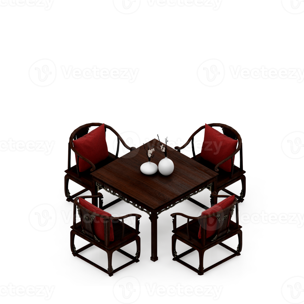 Isometric Table set Perspective 3D render png