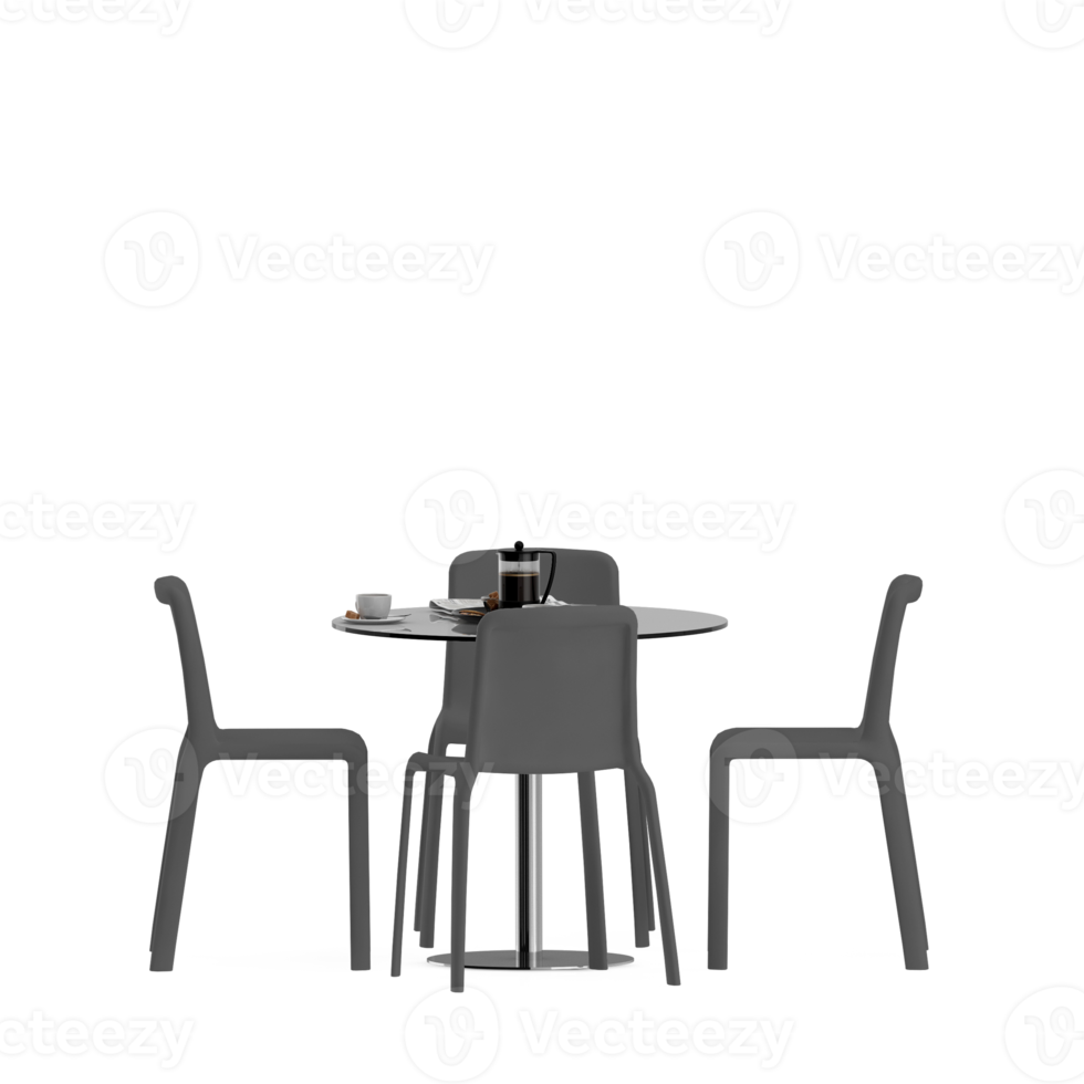 Isometric Table set front 3D render png