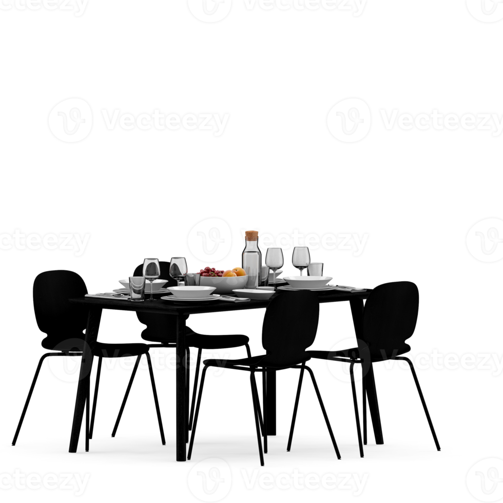 Isometric Table set front 3D render png