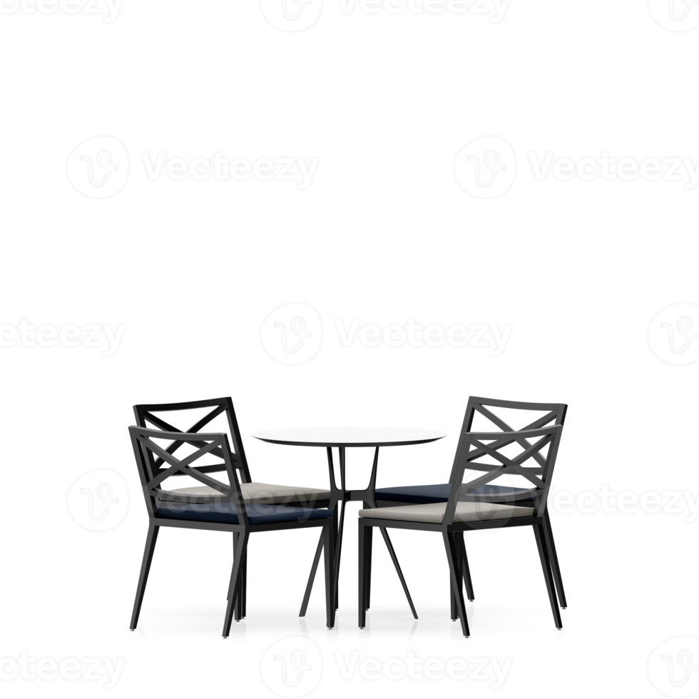 Isometric Table set front 3D render png