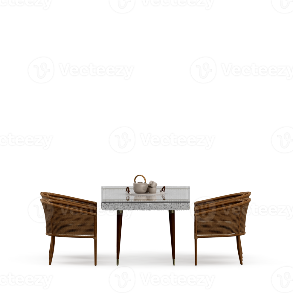 Isometric Table set front 3D render png