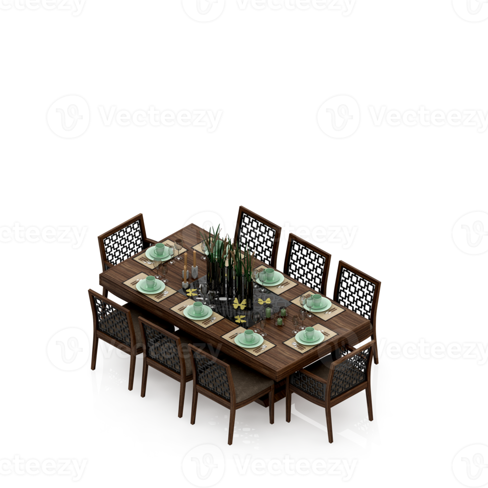 Isometric Table set Perspective 3D render png