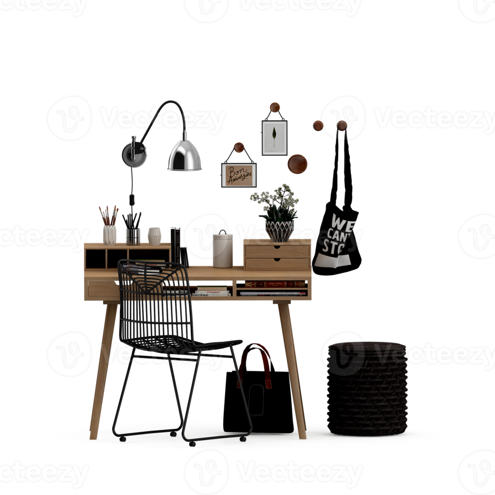 Isometric Table set Perspective 3D render png