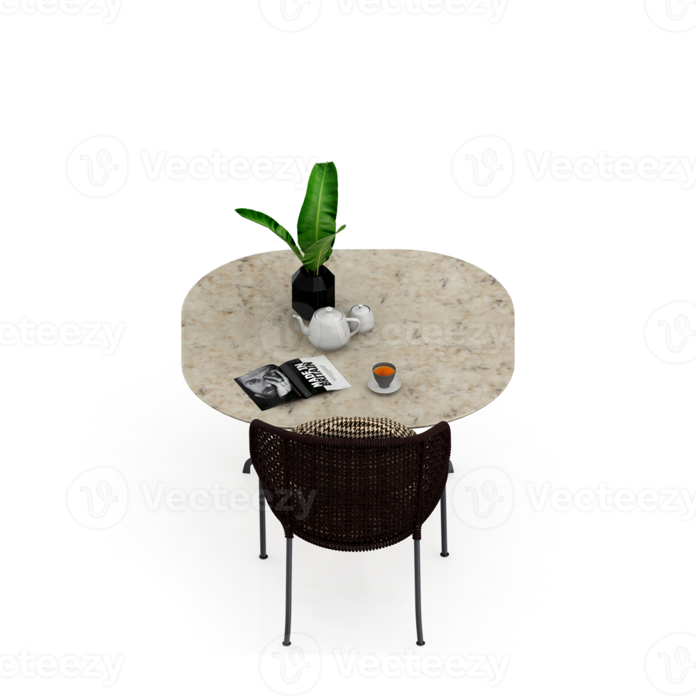 Isometric Table set Perspective 3D render png