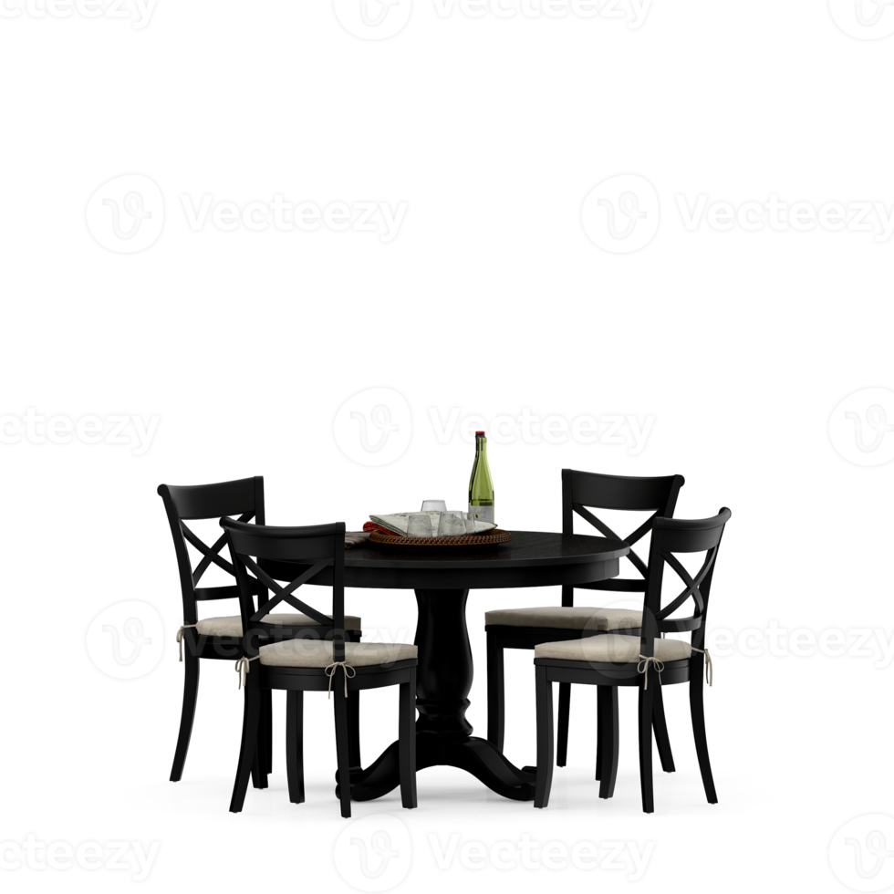 Isometric Table set front 3D render png