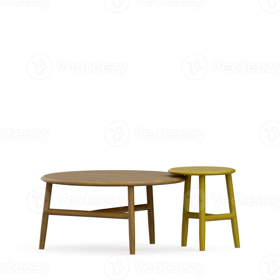Isometric Table set front 3D render png