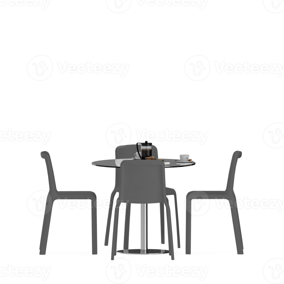 Isometric Table set front 3D render png