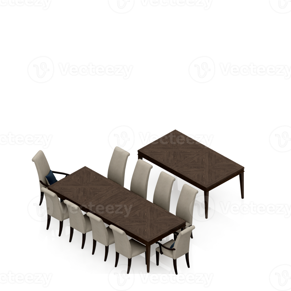 Isometric Table set Perspective 3D render png