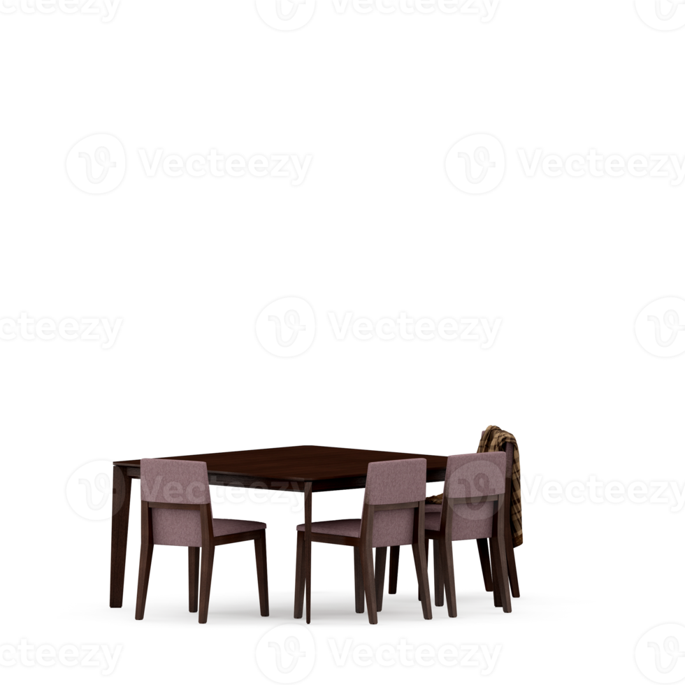 Isometric Table set front 3D render png