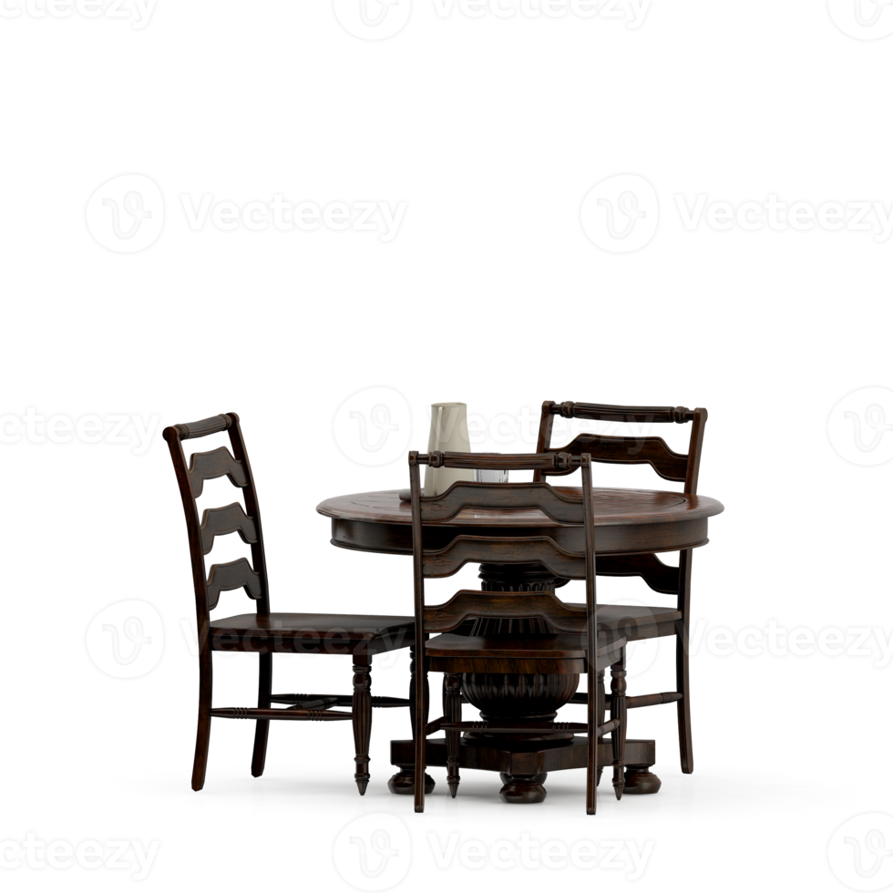 Isometric Table set front 3D render png